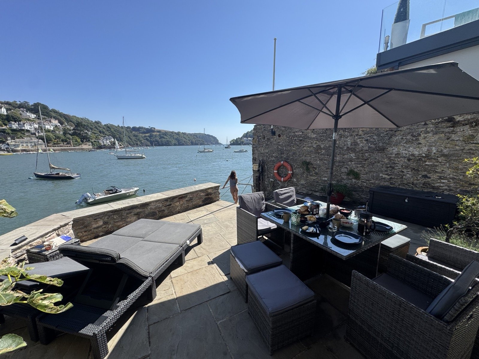 Dartmouth waterfront boathouse with River Dart views and Kingswear opposite
